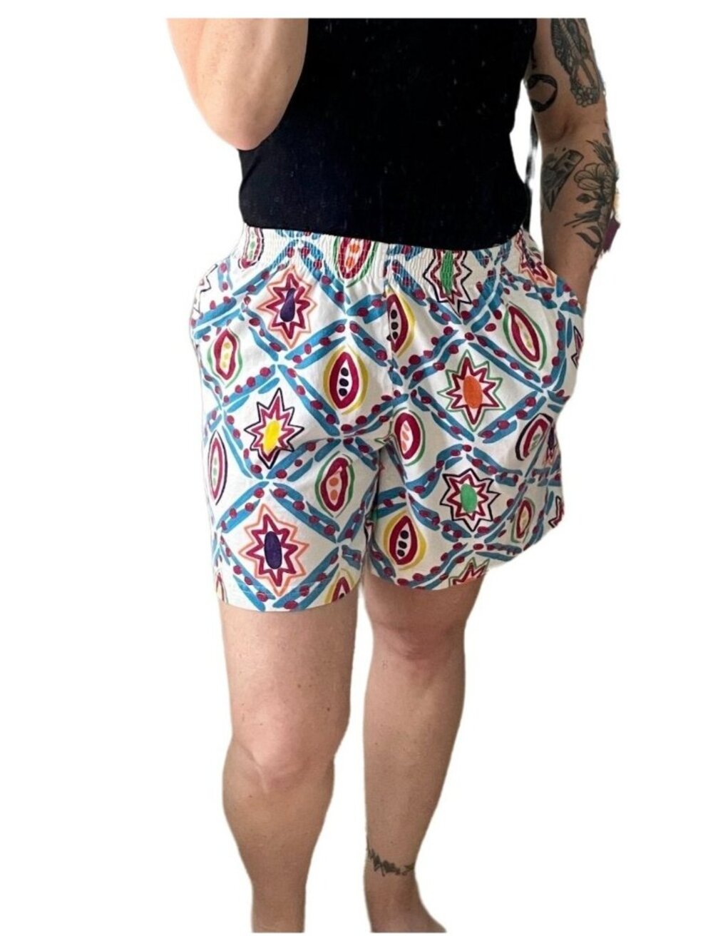 Vintage 80s/90s Geometric Patterned Sportables High Waisted Shorts Size Small
